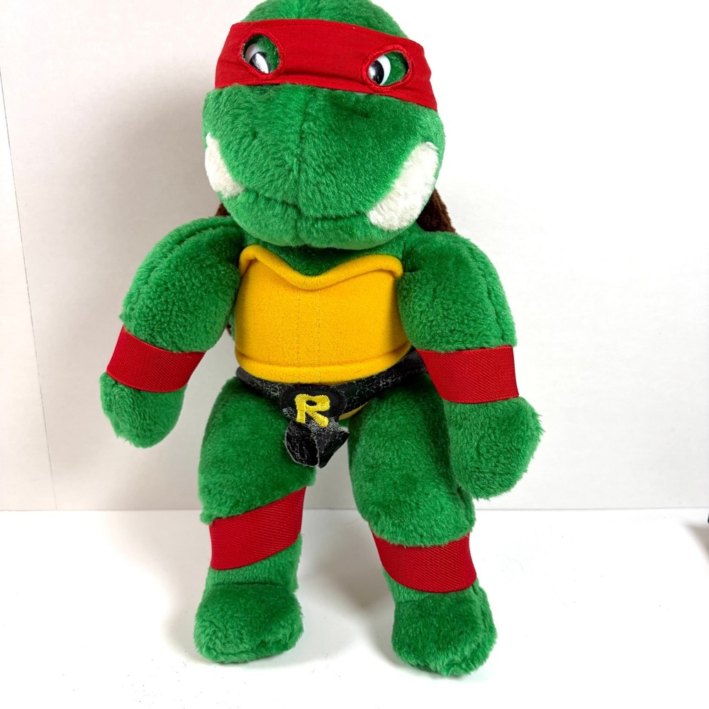 VTG 1988 TMNT Raphael Plush Playmates Turtle Toy READ Belt Damage Mask Tear